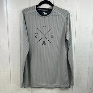 Zyia Active Men’s White Honeycomb X Logo Size Medium Long Sleeve Dry Fit Tee